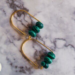 Chic Gold and Green Striped Earrings